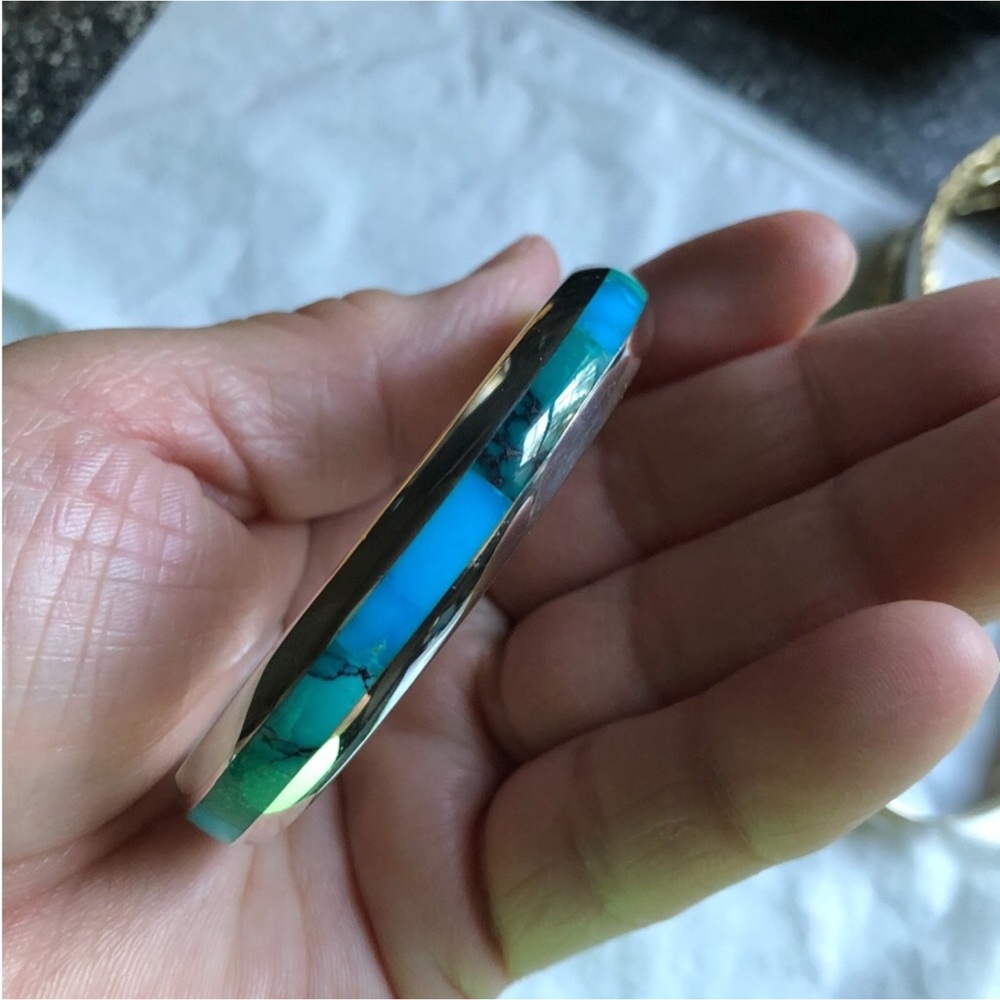 BOTIQUE SMALL STERLING CUFF BRACELET COLOR BLUE GREEN
